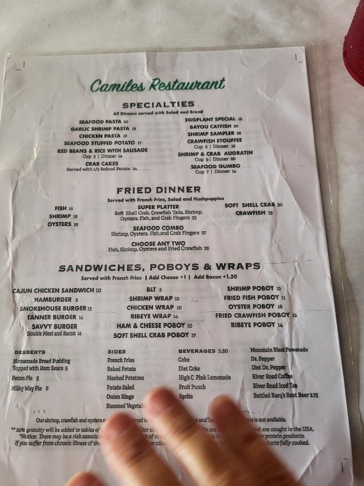 Camile's Restaurant Menu image 2